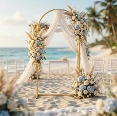 6FT Gold Metal Arch Backdrop Stand, Square Balloon Arch Stand 6ft(H)*2.6ft(W)