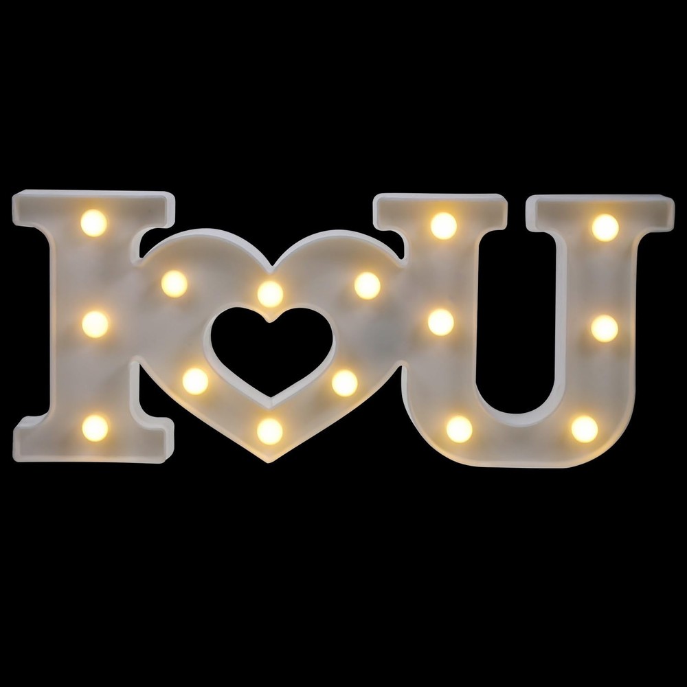 Uonlytech Light Up I Love You Sign I Love You Letters Sign Battery Operated L…