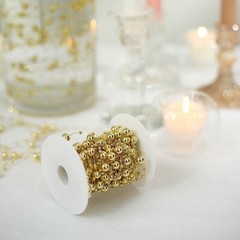 100 ft GOLD Artificial Pearl Beads String GARLAND ROLL Party Event Decorations