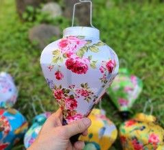 Vietnamese Silk Lanterns 22cm: Wedding Party, Outdoor Garden, Patio Decor, Set 8