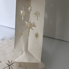65 pcs White Luminary Bags Candle Bag with Stars Design Durable Wedding Party