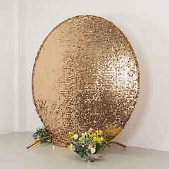 7.5 ft GOLD Sparkly Big Payette Sequin Backdrop STAND COVER Party Decorations