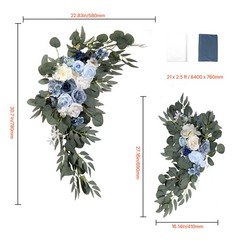 Uimoso Artificial Wedding Arch Flowers Kit Blue With 2 Pcs Flowers 2 Pcs Drapes
