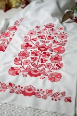 Ukrainian Wedding Rushnyk Set 4 Pcs Red Embroidered Ceremony Towels