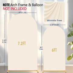 Arch Cover Set 7.2Ft,6Ft,Arch Backdrop Cover Wedding Spandex Fitted round Top Ch