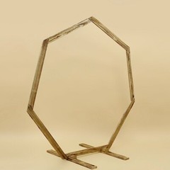7 feet Natural Wood Backdrop Stand Wedding Arch Heptagon Shape Party Supplies