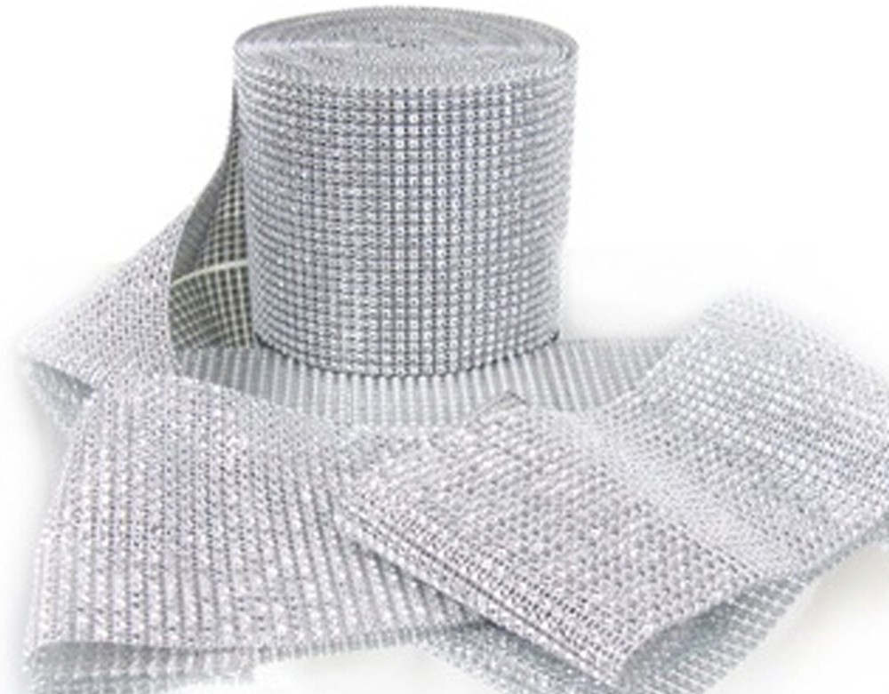 4.5″ 10 yard Diamond Mesh Rhinestone Ribbon Crystal Wedding Wrap Multi Colors