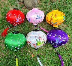 Set 6 pcs handpainted Vietnamese silk lantern 35cm for wedding party decoration