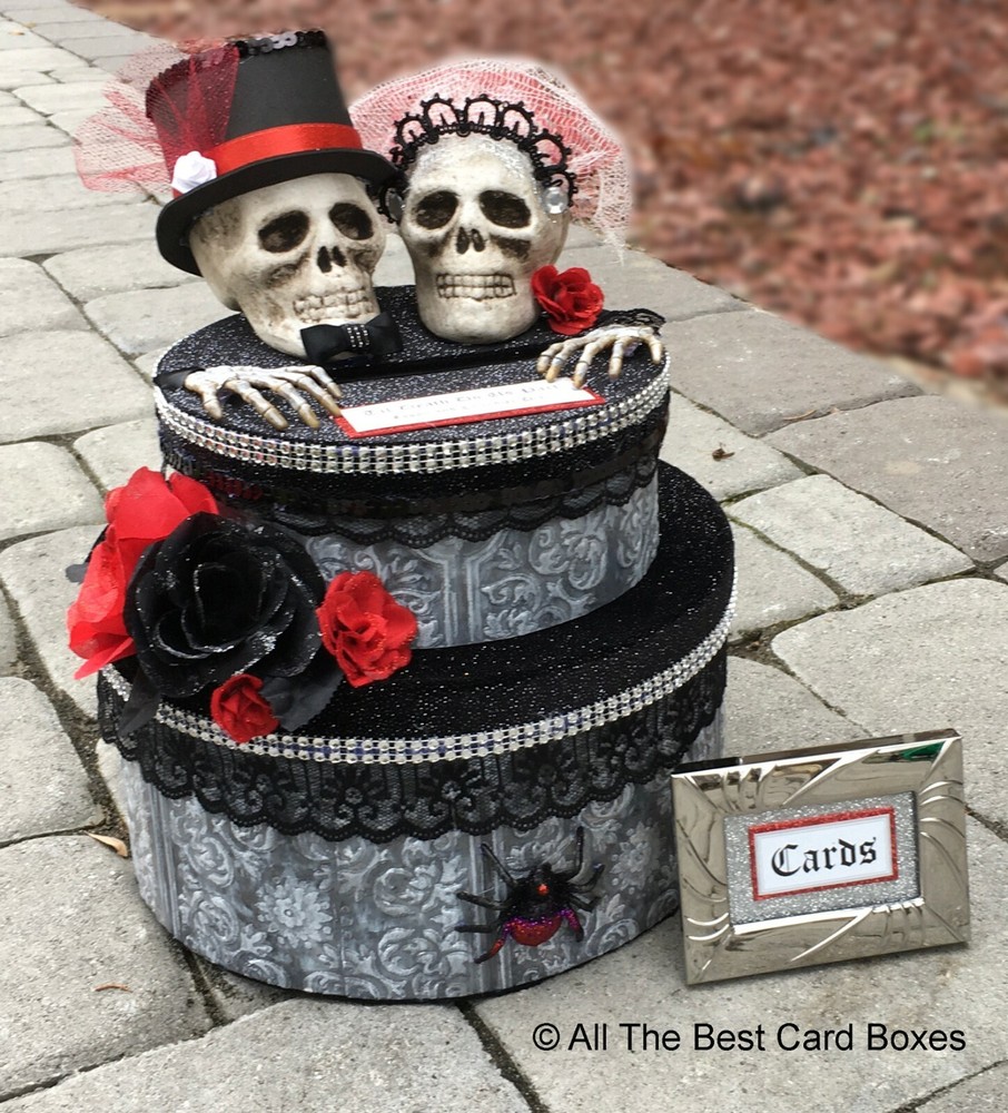 Gothic Wedding,card box,medium,personalized,black,red,halloween wedding decor