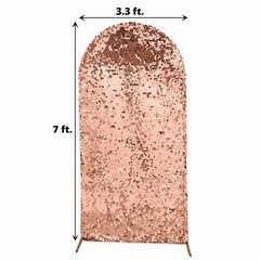 7 ft BLUSH Payette Sequin Fitted Round Top Wedding Arch STAND COVER Party Events