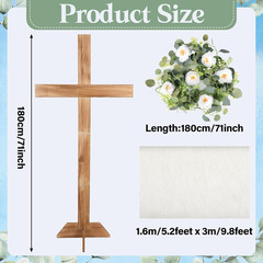 71 Inch Wedding Decorations Wedding Wood Cross and White Ribbons Eucalyptus Garl