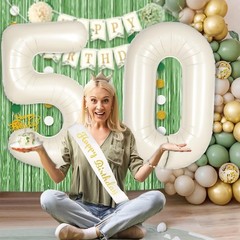 Cream White Number 10 Balloon for First Birthday Decorations,40 inch Huge Bei…