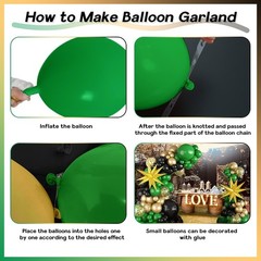 Dark Green and Black Balloon Arch Kit with Explosion Star Balloons, 123pcs Em…