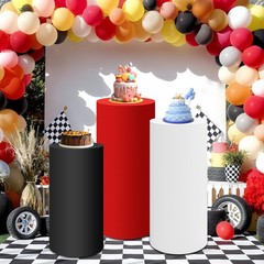Red Cylinder Pedestal Stand Cover XXL Spandex Round Party Wedding Decor 1 Pc
