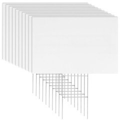 10 Pack 18 x 12 Inches White Corrugated Plastic Yard Sign with Metal Stakes f…