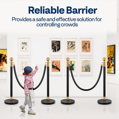 4PCS Stanchions with Velvet Ropes, Water-Fillable Base, 5ft Crowd Control Poles