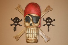 Tropical Island Tiki Bar Wedding Decor Jolly Roger Theme, Hand-Painted Wood