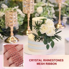 1″x10 Yard Crystal Rhinestones Mesh Ribbon Red (4mm)