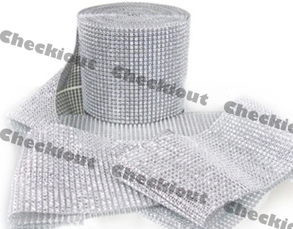 4.5″ x 15ft Wedding Decoration Supplies Rhinestone Diamond Wraps Ribbon Mesh