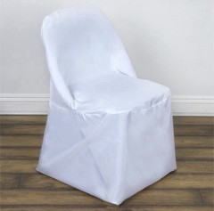 Lot of 25 White Folding Chair Covers Polyester Wedding Event Banquet Decor