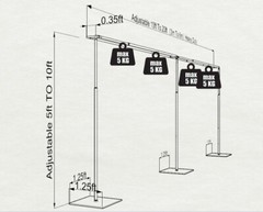 DOUBLE CROSSBAR ADJUSTABLE QUICK BACKDROP KIT 10 FT x 10 – 20 FT WITHOUT DRAPE