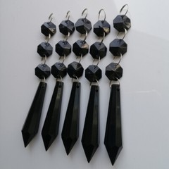 100pcs Acrylic Crystal Bead Pendant Black Garland Chandelier Hanging Wedding DIY