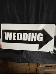 Wedding Direction Sign Black & White 48″ x 24″ Plastic Rectangle