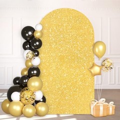 Wedding Arch Cover 6ft Payette Sequin Arch Stand Cover Spandex 2.6 x 6 FT Gold