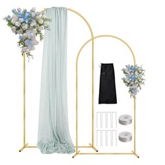 7.2FT 6FT Wedding Arch Backdrop Stand Set of 2,Metal Wedding 7.2FT, 6FT Gold