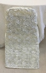 Ivory Satin Rosette SPANDEX Stretchable Banquet CHAIR COVER Wedding Baby Shower