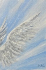 Angel,angel picture,Guardian Angel,original art,white,blue,angel wings,painting