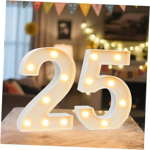 LED Marquee Light Up Numbers Sign – Lighted Birthday Number 25 Warm White