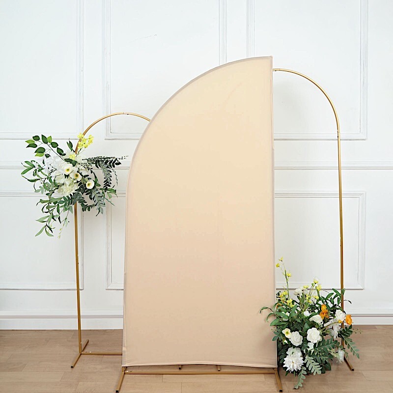 6 ft x 3 ft Matte BEIGE Fitted Spandex Half Moon Backdrop STAND COVER Party