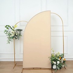 6 ft x 3 ft Matte BEIGE Fitted Spandex Half Moon Backdrop STAND COVER Party