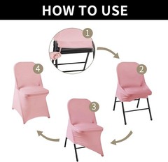 6 Pack Dusty Pink Spandex Folding Chair Covers in Stretch Washable Fabric