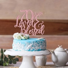 Glitter 70 Years Loved & Blessed Cake Topper – 70th Birthday Cake Decorating,…