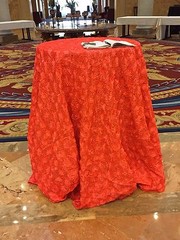 120″ Round Satin Rosette Tablecloth – Coral (1pc/pk) wedding decor