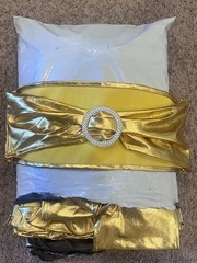 48 Wedding Decoration Gold Chair Sash Spandex Stretch Buckle Knot Fit All