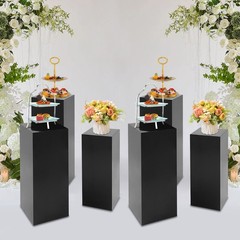 Black Metal Stand Display Pedestal Base 6PCS Square Metal Stands Display Pillars