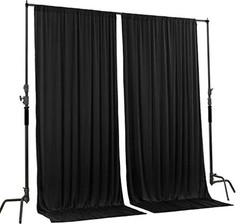 10 feet x 10 feet IFR Polyester Backdrop Drapes 60″W x 120″L (Pack of 2) Black