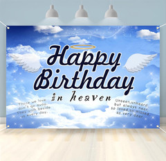 Heavenly Birthday Memorial Backdrop for Celebration of Life Events