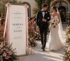 Personalized Linen Wedding Welcome Sign Custom Fabric Ceremony Banner Decor