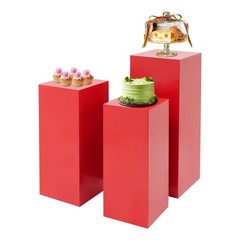 3 Pcs Metal Display Pedestal Stands, Display Pillars For Birthday Party Wedding