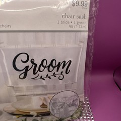 Hobby Lobby Satin Bride 👰 & Groom 🤵 White Chair Sashes Wedding Signs 💋