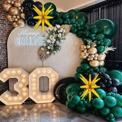 Dark Green and Black Balloon Arch Kit with Explosion Star Balloons, 123pcs Em…