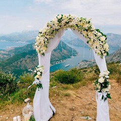 PARTISKY Wedding Arch Draping Fabric, 1 Panel 28″ x 19Ft White Wedding Arch D…