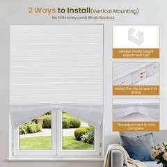 Grandekor 2 Pack No Drill Arch Window Shades 48″ Wx24 H Blackout Cordless Hon…
