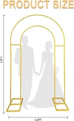 7.2FT Gold Double Arch Backdrop Stand, U-Shaped Metal Wedding Arch Frame