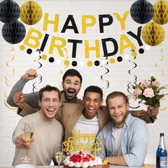 Birthday Decoratioans Pre-Strung Happy Birthday Banner for Women Men Boys Gir…