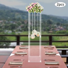 2Pcs Wedding Centerpieces Stand Wedding Flower Stand w/ Hanging Candle Holders